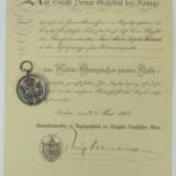 Preussen: Militär-Ehrenzeichen, 2. Klasse, mit Urkunde für einen Oberfeuerwerker der Schutztruppe für Südwestafrika. - photo 1