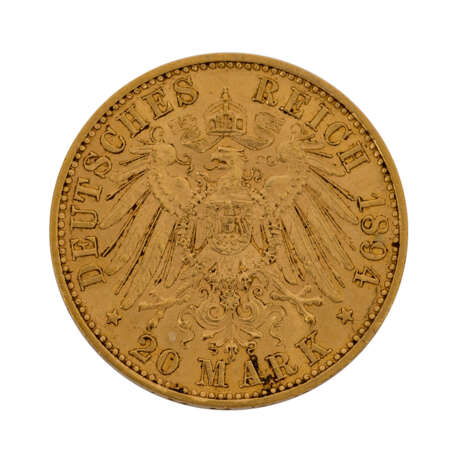 Sachsen/GOLD - 20 Mark 1894 E Albert, - photo 2