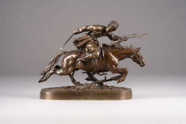 JEVGENIJ ALEXANDROWTISCH LANCERAY 1848 Morschansk - 1886 Charkiw REITENDER KOSAKE Bronze
