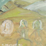 WLADIMIR IGOREWITSCH JAKOWLEW 1934 Balachna/ bei Nischni Nowgorod - 1998 Moskau Zwei Figuren in einer Landschaft Mischtechnik auf Papier. Sichtmaß: 28 - Foto 1