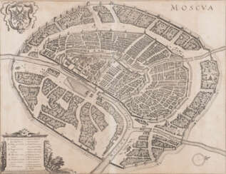 UNBEKANNTER GRAVEUR Tätig im 18./ 19. Jahrhundert Stadtplan von Moskau (nach Gerard Hessel von 1613) Stahlstich auf Papier. Sichtmaß 28