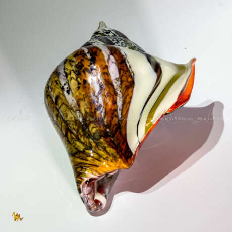 «Стеклянная ракушка Морская птица» Цветное стекло Выдувание стекла морской Россия 2021 г. - фото 3