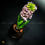 Цветок из стекла „Zusammensetzung aus farbigem Glas Pink Hyacinth -5“, Farbiges Glas, Gusstechnik, Realismus, ботаническая скульптура, Russland, 2021 - Foto 2