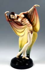 Goldscheider Art Déco Dancer in Butterfly Dress by Josef Lorenzl, circa 1930