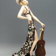 Goldscheider Figure Lady with Hat and Guitar, Stephan Dakon, Vienna, circa 1935 - One click purchase