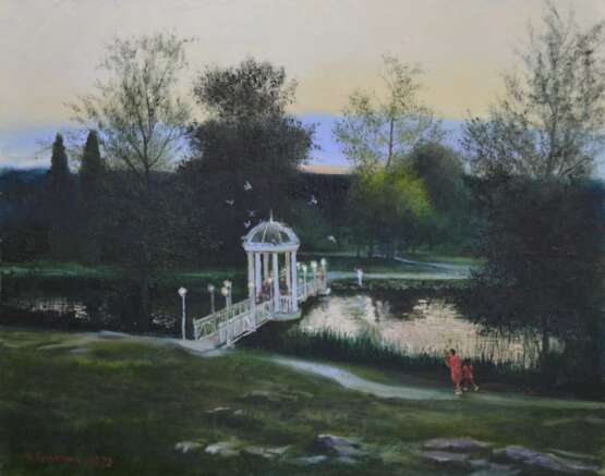 Evening Pond Leinwand Ölfarbe Realismus Landschaftsmalerei Ukraine 2020 - Foto 1