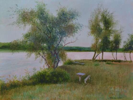 Gemälde „Weide am Fluss“, Leinwand, Ölfarbe, Impressionismus, Landschaftsmalerei, Ukraine, 2020 - Foto 1