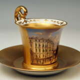 Vienna Imperial Porcelain Cup Saucer Painted Viennese Veduta Golden Shaded 1822 “VERKAUFT Vienna Cup Veduta 1822”, Austria, 1822 - photo 5