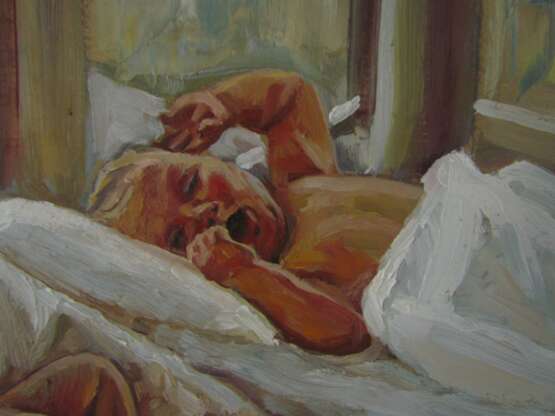 Painting “Quiet time”, Жуков Н., Cardboard, Oil paint, Socialist Realism, Portrait, Ukraine - photo 4