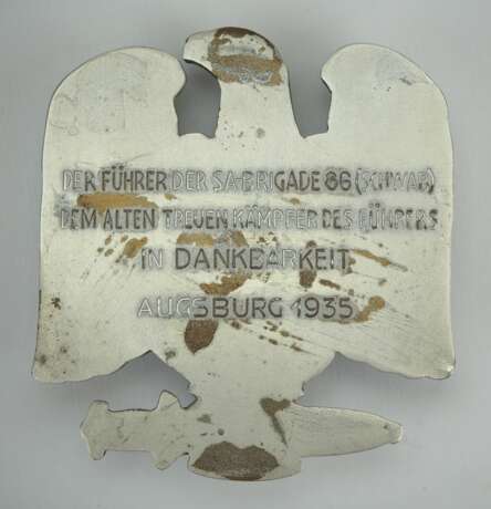 SA: Ehrenplakette für Alte Kämpfer der Brigade 86 Schwaben. - photo 1