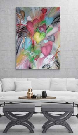 Design Painting “Interior painting Extravaganza of hearts”, Acrylic paint, Abstractionism, Ukraine, 2021 - photo 1