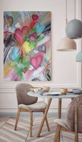 Design Painting “Interior painting Extravaganza of hearts”, Acrylic paint, Abstractionism, Ukraine, 2021 - photo 3