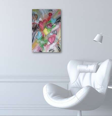 Design Painting “Interior painting Extravaganza of hearts”, Acrylic paint, Abstractionism, Ukraine, 2021 - photo 4