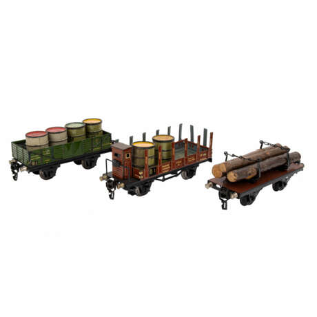 MÄRKLIN drei Güterwagen, Spur 0, 1930-1955, - Foto 1
