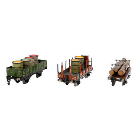MÄRKLIN drei Güterwagen, Spur 0, 1930-1955, - photo 3