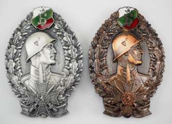 Bulgarien: Infanterie-Sturmabzeichen, in Silber und Bronze.