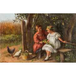 PETERS, PIETRONELLA (Stuttgart 1848-1924), "Zwei Mädchen im Garten",