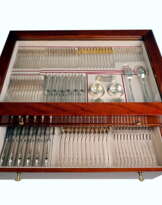 Viennese Silver Art Nouveau Cutlery Set for 12 People by Klinkosch in Cassette Viennese Silver Art Nouveau Cutlery Set for 12 People by Klinkosch in Cassette