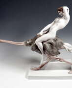 Rosenthal Porcelain Factory. Large Porcelain Group 'Ostrich Ride', Rosenthal Selb, Germany, circa 1920