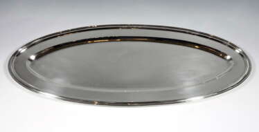 Große Wiener Jugendstil Silber Oval Platte Franz Rumwolf, um 1900