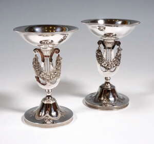 Pair Of Antique Vienna Silver Empire Spice Bowls by Georg Kohlmayer, ca. 1815