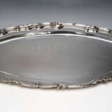 Large Viennese Art Nouveau Silver Platter in the Shape of a Boat circa 1900 Silver Art Nouveau Austria 1900 - photo 2