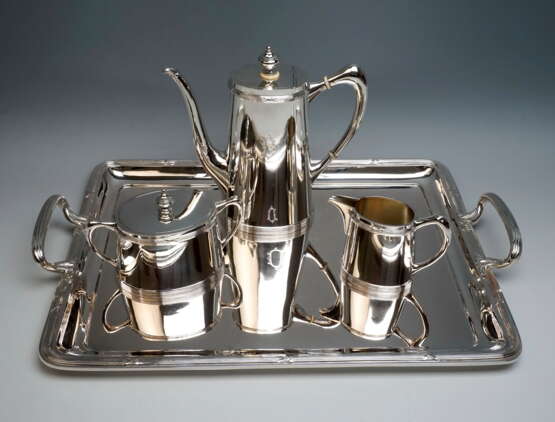 Art Nouveau Viennese Silver 4-Piece Coffee Set Vincenz Mayer's Sons circa 1900 DIANA'S HEAD HALLMARK VIENNA 1872 - 1922 Jugendstil Österreich 1900 - Foto 1