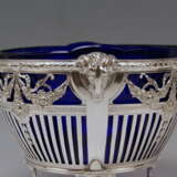 Silver 800 Art Nouveau Basket Original Blue Glass Liner Bremen Germany Germany/ Bremer Silberwarenfabrik circa 1905-1910 Silber Deutschland 1905 - Foto 6