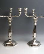 Бидермейер. Pair of 3-Light Silver Candelabra Austrian-Hungarian Monarchy Prague, 1863