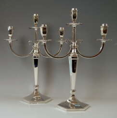 Silver Sterling Art Deco Pair of Candlesticks Three Arms Possibly, Spain