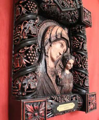 Икона Казанской божьей матери Limewood Wood carving Religious genre Russia 2018 - photo 2