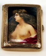 Vereinigtes Königreich. Sterling Silber Erotik Zigarettenschachtel Emaille Gemälde Lady Nude, Birmingham 1902