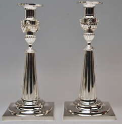 Silver Pair of Candlesticks Period of Classizism Augsburg Germany Haller