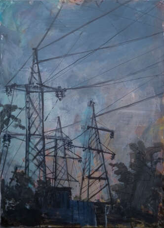 Power transmission line Canvas Acrylic paint Contemporary art Cityscape Ukraine 2020 - photo 2