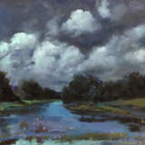Полнолуние Canvas on the subframe Oil paint Realism Landscape painting Russia 2021 - photo 1