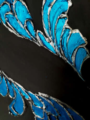 Design Painting “Indigo wings”, Canvas on the subframe, Structural paste, Abstractionism, Russia, 2021 - photo 2