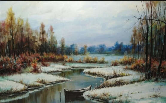 Пейзаж с лодкой Canvas Oil paint Realism Landscape painting Russia 2020 - photo 1