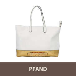 PFANDAUKTION - 1 MOSCHINO Shopper Tasche, Weiß /Goldfarben