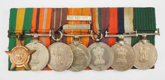 Indien: Große Ordenschnalle des Havlidar Gurdial Singh, Artillery, mit sieben Auszeichnungen. - Foto 1