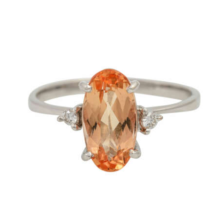 Ring mit apricotfarbenem Topas und 2 Achtkantdiamanten, - Foto 2