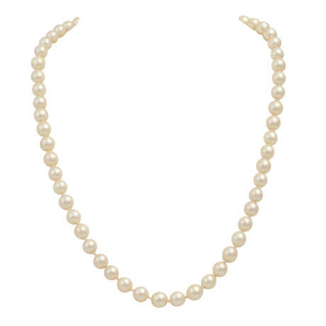 Perlenkette mit Smaragd-Diamantschließe, - Foto 1