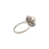 Ring mit feiner Perle und 8 Brillanten von zusammen ca. 1,6 ct, - Foto 3