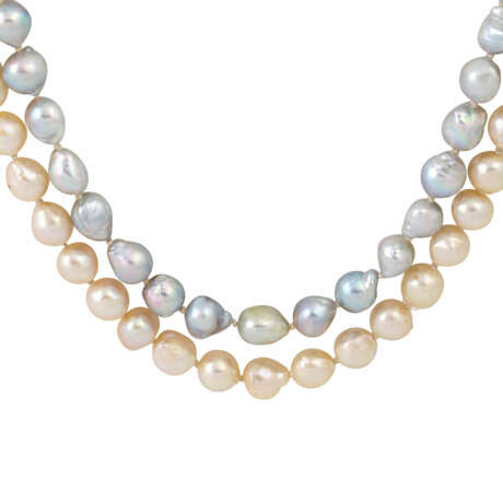 Perlenkette zweireihig mit Perl-Diamantschließe, - фото 2