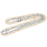 Perlenkette zweireihig mit Perl-Diamantschließe, - Foto 3