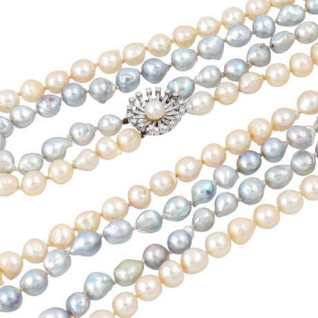 Perlenkette zweireihig mit Perl-Diamantschließe, - фото 4