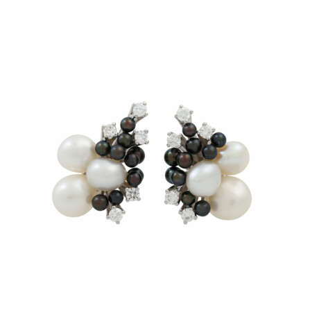 Schmuckset Ring und Ohrringe mit Perlen und Brillanten, - Foto 4