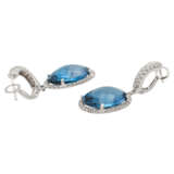 Ohrringe mit Topasen "London Blue" und Brillanten, - photo 3