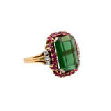 SCHILLING Ring mit grünem Turmalin, Rubinen und Achtkantdiamanten, - Foto 1