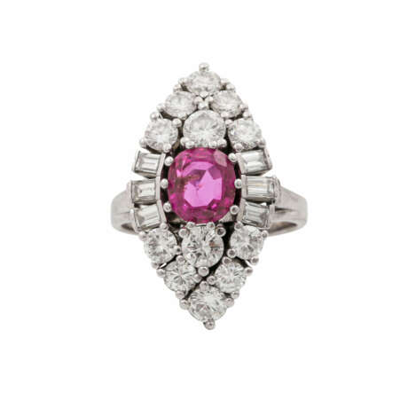 Ring mit pinkfarbenem Saphir ca. 2,5 ct, Brillanten zusammen ca. 1,5 ct - фото 2