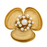 Blütenbrosche mit Perlen und Brillanten - Foto 1